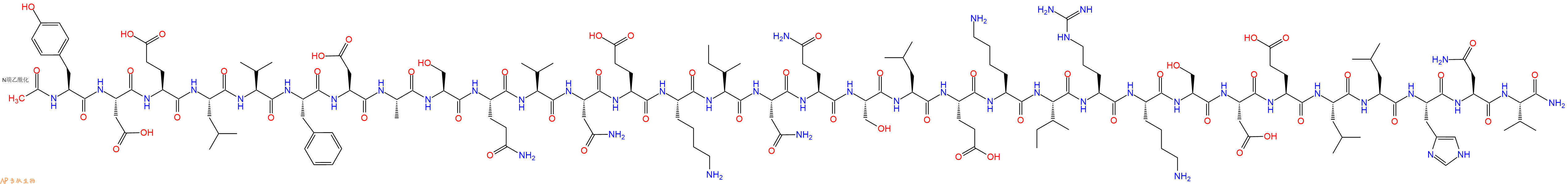 专肽生物产品Ac-Tyr-Asp-Glu-Leu-Val-Phe-Asp-Ala-Ser-Gln-Val-Asn-Glu-Lys-Ile-Asn-Gln-Ser-Leu-Glu-Lys-Ile-Arg-Lys-Ser-Asp-Glu-Leu-Leu-His-Asn-Val-NH2