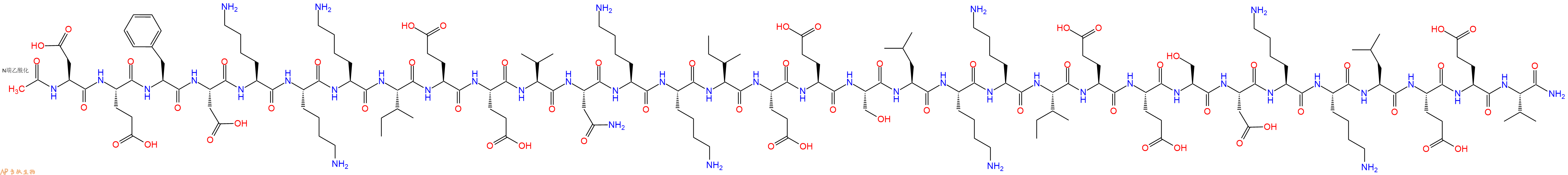 专肽生物产品Ac-Asp-Glu-Phe-Asp-Lys-Lys-Lys-Ile-Glu-Glu-Val-Asn-Lys-Lys-Ile-Glu-Glu-Ser-Leu-Lys-Lys-Ile-Glu-Glu-Ser-Asp-Lys-Lys-Leu-Glu-Glu-Val-NH2