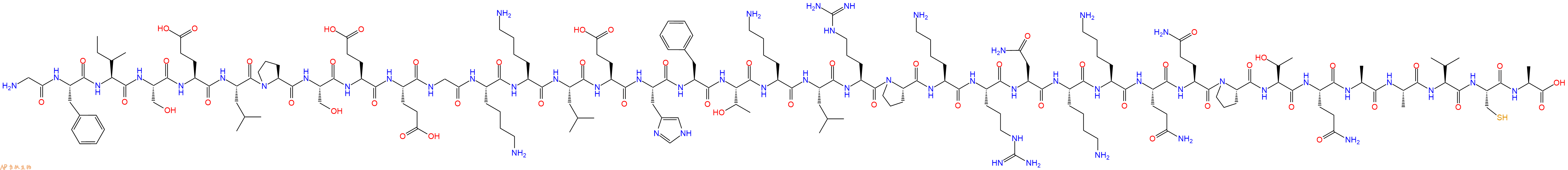 专肽生物产品H2N-Gly-Phe-Ile-Ser-Glu-Leu-Pro-Ser-Glu-Glu-Gly-Lys-Lys-Leu-Glu-His-Phe-Thr-Lys-Leu-Arg-Pro-Lys-Arg-Asn-Lys-Lys-Gln-Gln-Pro-Thr-Gln-Ala-Ala-Val-Cys-Ala-OH