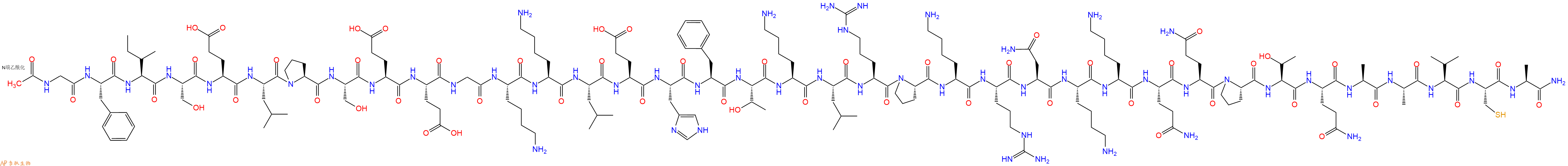 专肽生物产品Ac-Gly-Phe-Ile-Ser-Glu-Leu-Pro-Ser-Glu-Glu-Gly-Lys-Lys-Leu-Glu-His-Phe-Thr-Lys-Leu-Arg-Pro-Lys-Arg-Asn-Lys-Lys-Gln-Gln-Pro-Thr-Gln-Ala-Ala-Val-Cys-Ala-NH2