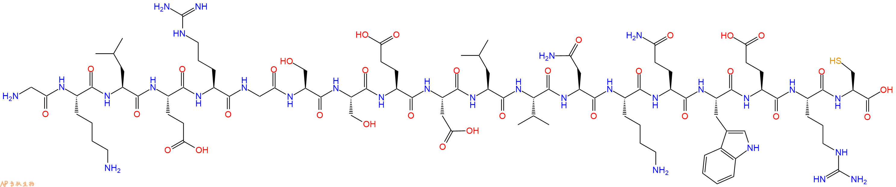 专肽生物产品H2N-Gly-Lys-Leu-Glu-Arg-Gly-Ser-Ser-Glu-Asp-Leu-Val-Asn-Lys-Gln-Trp-Glu-Arg-Cys-OH