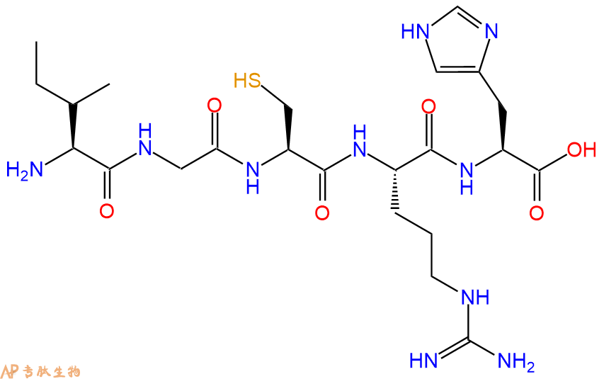 专肽生物产品H2N-Ile-Gly-Cys-Arg-His-OH