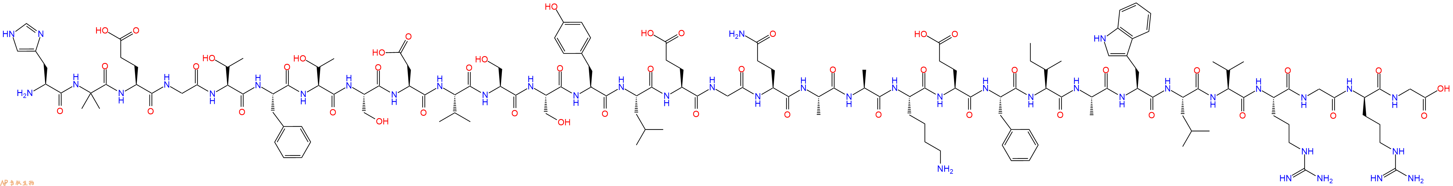 专肽生物产品H2N-His-Aib-Glu-Gly-Thr-Phe-Thr-Ser-Asp-Val-Ser-Ser-Tyr-Leu-Glu-Gly-Gln-Ala-Ala-Lys-Glu-Phe-Ile-Ala-Trp-Leu-Val-Arg-Gly-DArg-Gly-OH