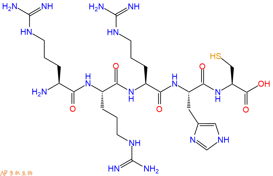 专肽生物产品H2N-Arg-Arg-Arg-His-Cys-OH