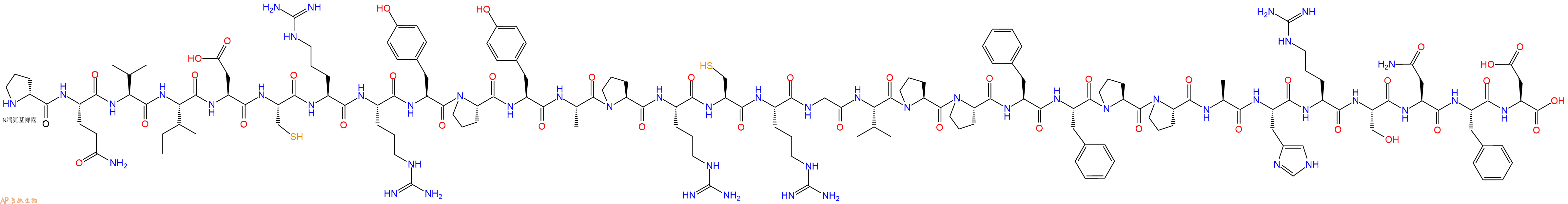 专肽生物产品H2N-DPro-Gln-Val-Ile-Asp-Cys-Arg-Arg-Tyr-Pro-Tyr-Ala-Pro-Arg-Cys-Arg-Gly-Val-Pro-Pro-Phe-Phe-Pro-Pro-Ala-His-Arg-Ser-Asn-Phe-Asp-OH