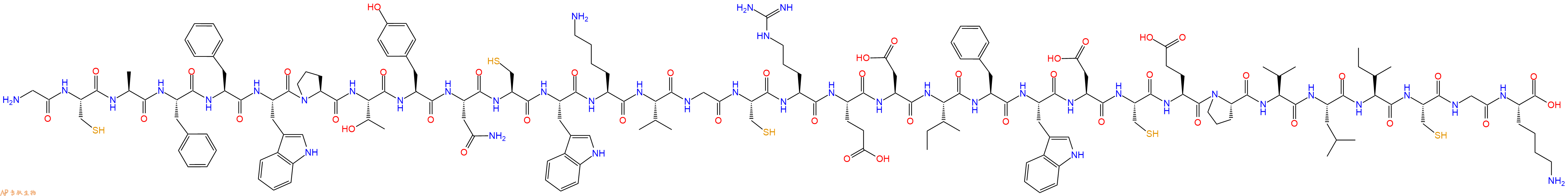 专肽生物产品H2N-Gly-Cys-Ala-Phe-Phe-Trp-Pro-Thr-Tyr-Asn-Cys-Trp-Lys-Val-Gly-Cys-Arg-Glu-Asp-Ile-Phe-Trp-Asp-Cys-Glu-Pro-Val-Leu-Ile-Cys-Gly-Lys-OH