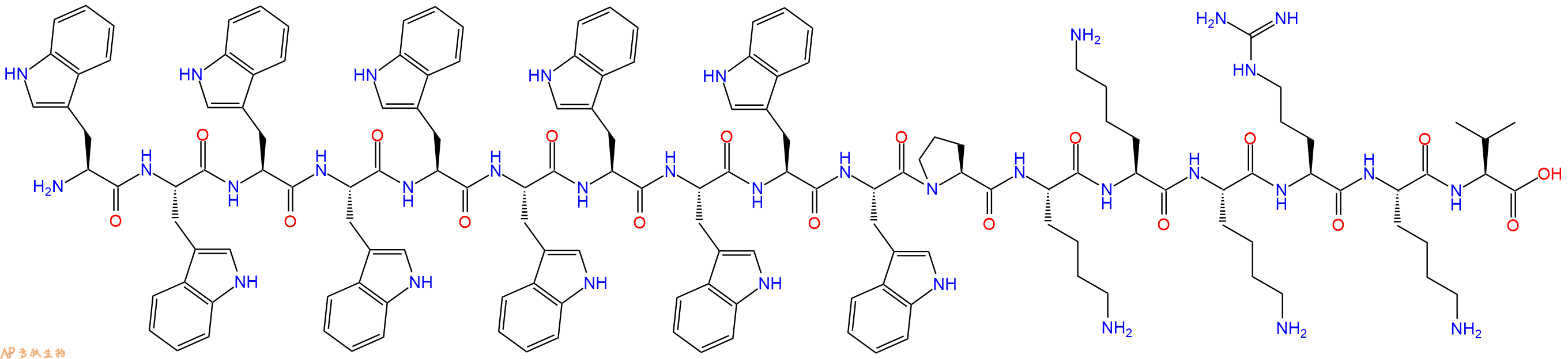 专肽生物产品H2N-Trp-Trp-Trp-Trp-Trp-Trp-Trp-Trp-Trp-Trp-Pro-Lys-Lys-Lys-Arg-Lys-Val-OH