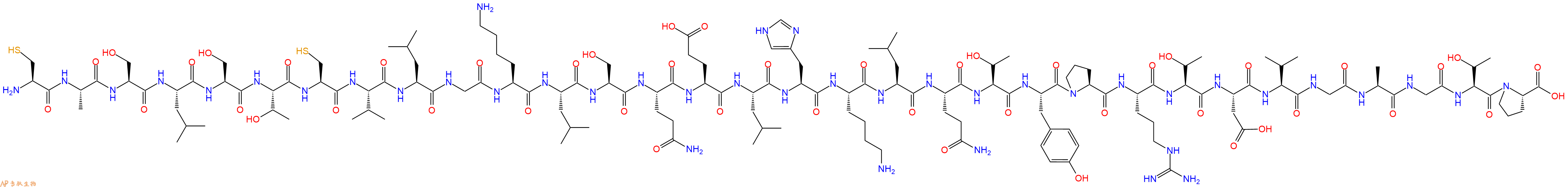 专肽生物产品H2N-Cys-Ala-Ser-Leu-Ser-Thr-Cys-Val-Leu-Gly-Lys-Leu-Ser-Gln-Glu-Leu-His-Lys-Leu-Gln-Thr-Tyr-Pro-Arg-Thr-Asp-Val-Gly-Ala-Gly-Thr-Pro-OH
