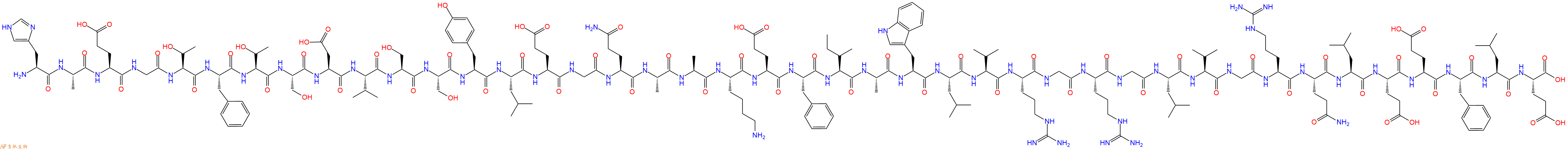专肽生物产品H2N-His-Ala-Glu-Gly-Thr-Phe-Thr-Ser-Asp-Val-Ser-Ser-Tyr-Leu-Glu-Gly-Gln-Ala-Ala-Lys-Glu-Phe-Ile-Ala-Trp-Leu-Val-Arg-Gly-Arg-Gly-Leu-Val-Gly-Arg-Gln-Leu-Glu-Glu-Phe-Leu-Glu-OH