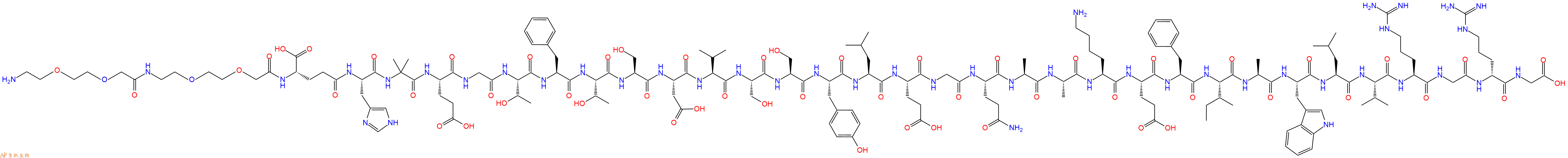 专肽生物产品PEG2-PEG2-γGlu-His-Aib-Glu-Gly-Thr-Phe-Thr-Ser-Asp-Val-Ser-Ser-Tyr-Leu-Glu-Gly-Gln-Ala-Ala-Lys-Glu-Phe-Ile-Ala-Trp-Leu-Val-Arg-Gly-DArg-Gly