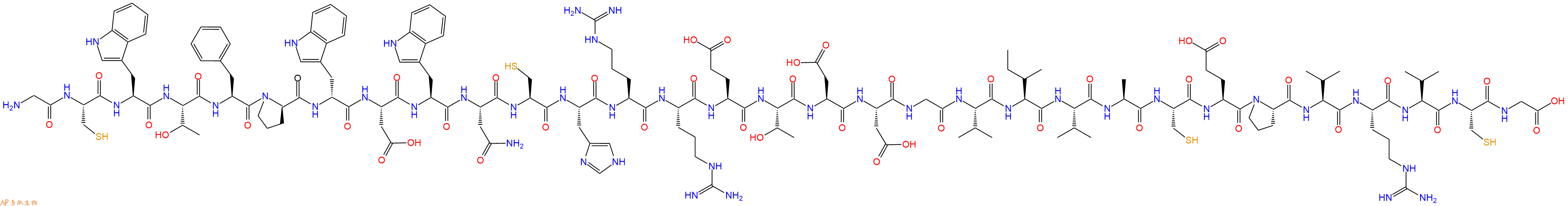 专肽生物产品H2N-Gly-Cys-Trp-Thr-Phe-DPro-DTrp-Asp-Trp-Asn-Cys-His-Arg-Arg-Glu-Thr-Asp-Asp-Gly-Val-Ile-Val-Ala-Cys-Glu-Pro-Val-Arg-Val-Cys-Gly-OH