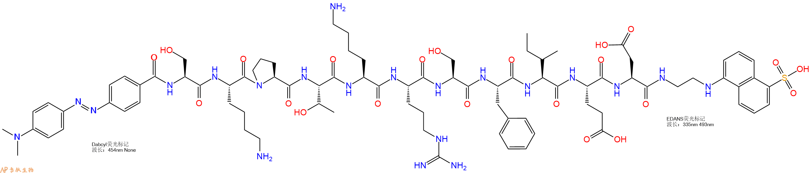 专肽生物产品DABCYL-Ser-Lys-Pro-Thr-Lys-Arg-Ser-Phe-Ile-Glu-Asp-EDANS