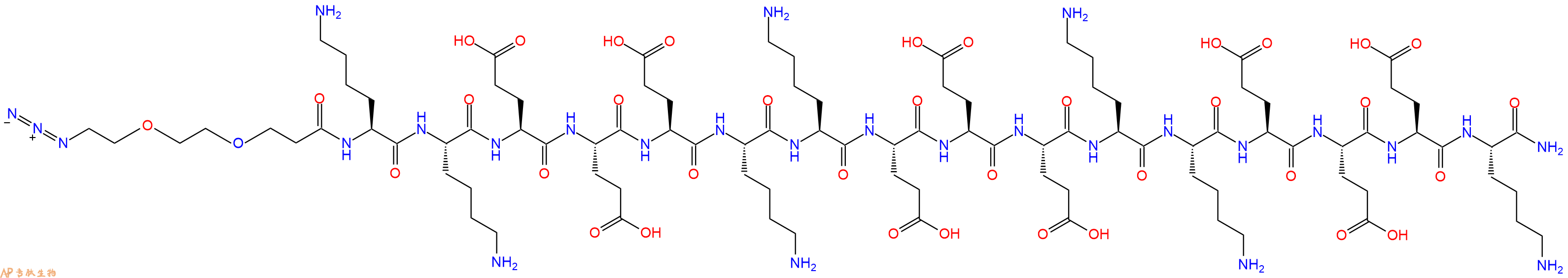 专肽生物产品Azido-PEG2-CH2CH2CO-Lys-Lys-Glu-Glu-Glu-Lys-Lys-Glu-Glu-Glu-Lys-Lys-Glu-Glu-Glu-Lys-NH2