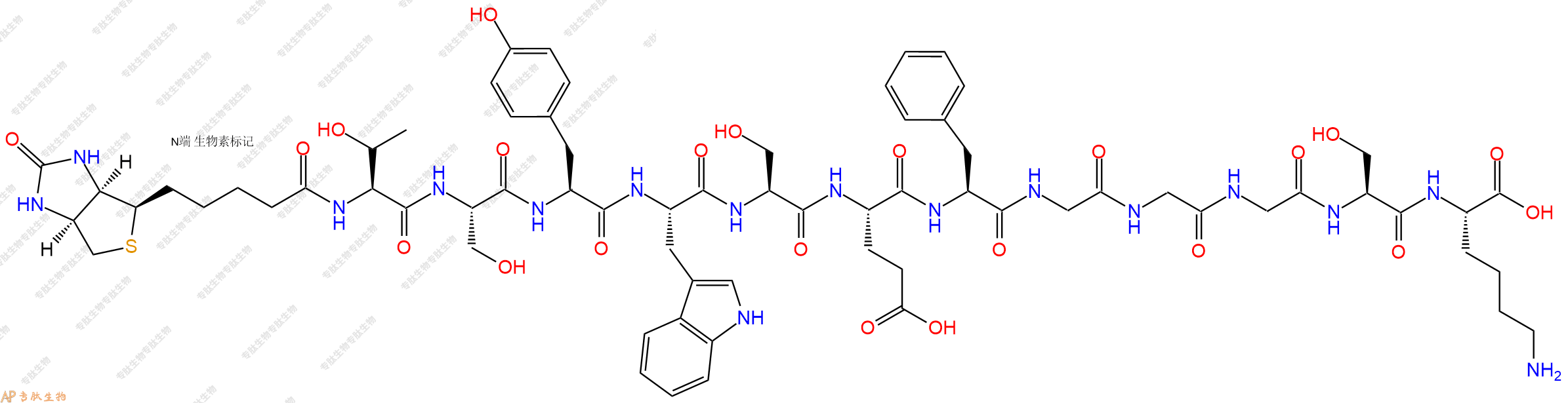 专肽生物产品Biotinyl-Thr-Ser-Tyr-Trp-Ser-Glu-Phe-Gly-Gly-Gly-Ser-Lys-OH