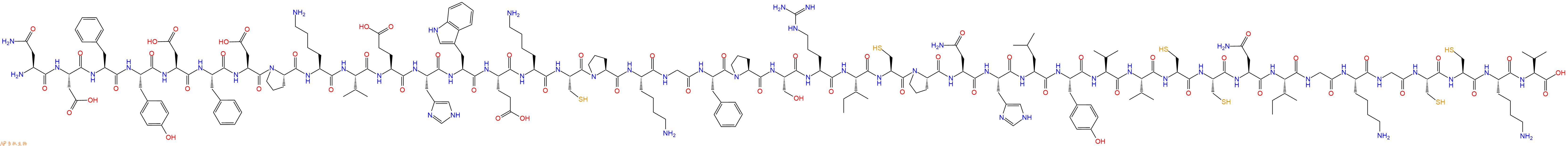 专肽生物产品H2N-Asn-Asp-Phe-Tyr-Asp-Phe-Asp-Pro-Lys-Val-Glu-His-Trp-Glu-Lys-Cys-Pro-Lys-Gly-Phe-Pro-Ser-Arg-Ile-Cys-Pro-Asn-His-Leu-Tyr-Val-Val-Cys-Cys-Asn-Ile-Gly-Lys-Gly-Cys-Cys-Lys-Val-OH