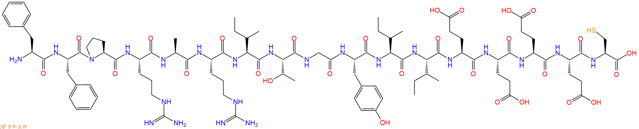 专肽生物产品H2N-Phe-Phe-Pro-Arg-Ala-Arg-Ile-Thr-Gly-Tyr-Ile-Ile-Glu-Glu-Glu-Glu-Cys-OH