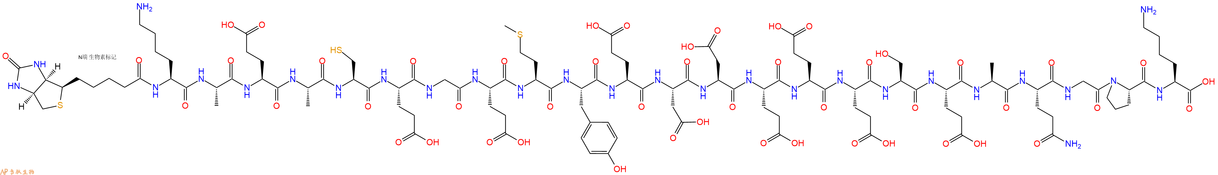 专肽生物产品Biotinyl-Lys-Ala-Glu-Ala-Cys-Glu-Gly-Glu-Met-Tyr-Glu-Asp-Asp-Glu-Glu-Glu-Ser-Glu-Ala-Gln-Gly-Pro-Lys-OH