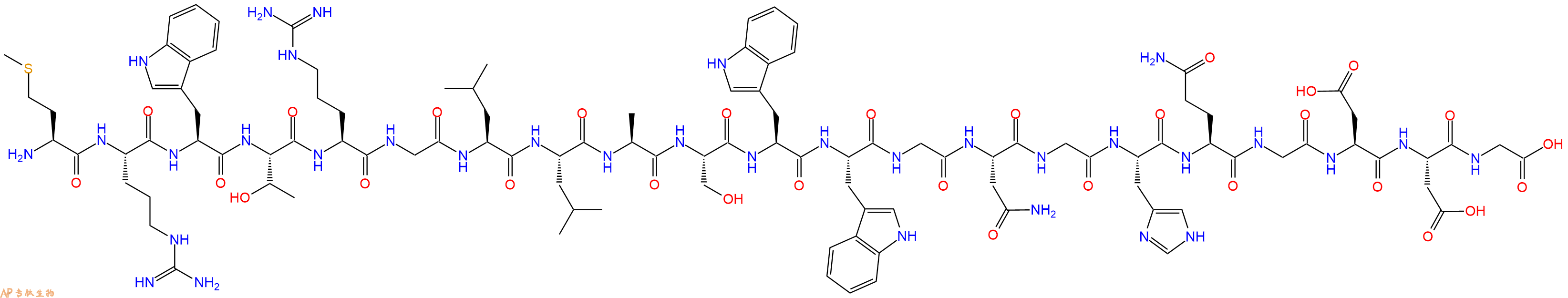 专肽生物产品H2N-Met-Arg-Trp-Thr-Arg-Gly-Leu-Leu-Ala-Ser-Trp-Trp-Gly-Asn-Gly-His-Gln-Gly-Asp-Asp-Gly-OH