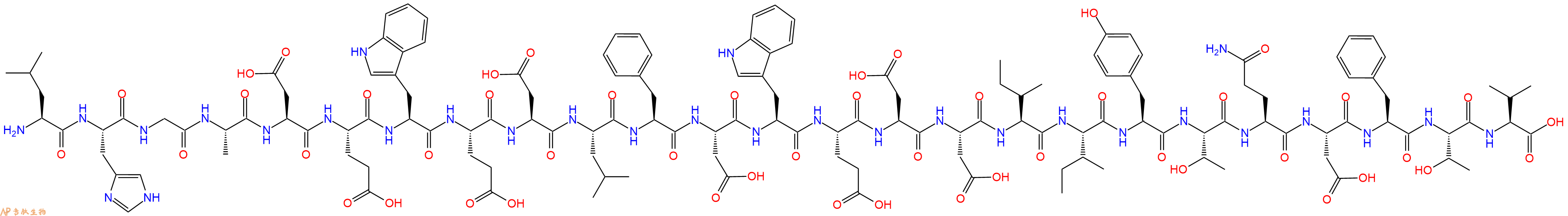 专肽生物产品H2N-Leu-His-Gly-Ala-Asp-Glu-Trp-Glu-Asp-Leu-Phe-Asp-Trp-Glu-Asp-Asp-Ile-Ile-Tyr-Thr-Gln-Asp-Phe-Thr-Val-OH