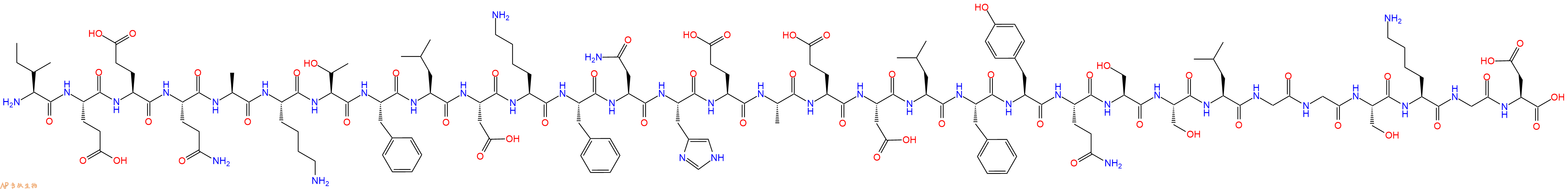 专肽生物产品H2N-Ile-Glu-Glu-Gln-Ala-Lys-Thr-Phe-Leu-Asp-Lys-Phe-Asn-His-Glu-Ala-Glu-Asp-Leu-Phe-Tyr-Gln-Ser-Ser-Leu-Gly-Gly-Ser-Lys-Gly-Asp-OH