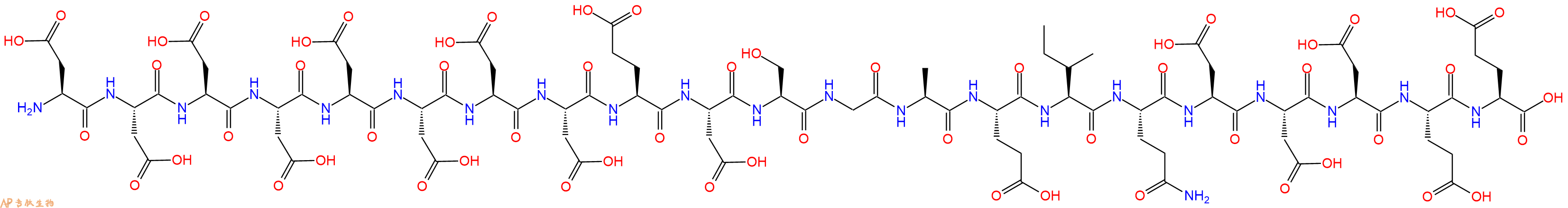 专肽生物产品H2N-Asp-Asp-Asp-Asp-Asp-Asp-Asp-Asp-Glu-Asp-Ser-Gly-Ala-Glu-Ile-Gln-Asp-Asp-Asp-Glu-Glu-OH