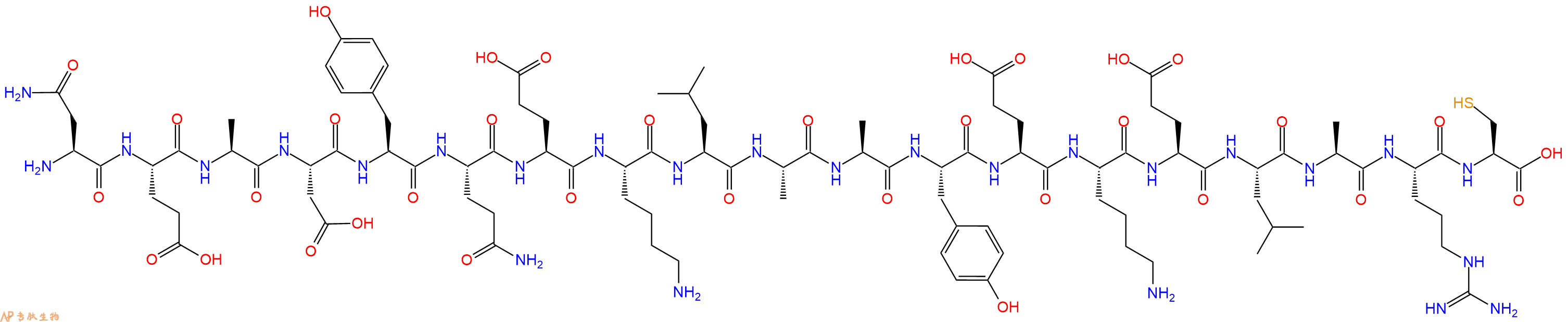 专肽生物产品H2N-Asn-Glu-Ala-Asp-Tyr-Gln-Glu-Lys-Leu-Ala-Ala-Tyr-Glu-Lys-Glu-Leu-Ala-Arg-Cys-OH