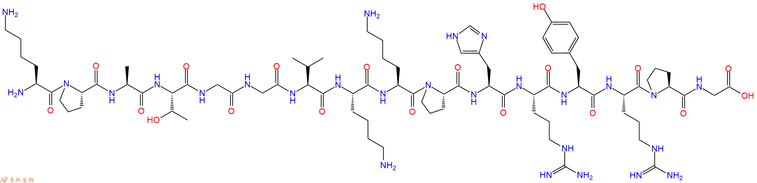 专肽生物产品H2N-Lys-Pro-Ala-Thr-Gly-Gly-Val-Lys-Lys-Pro-His-Arg-Tyr-Arg-Pro-Gly-OH