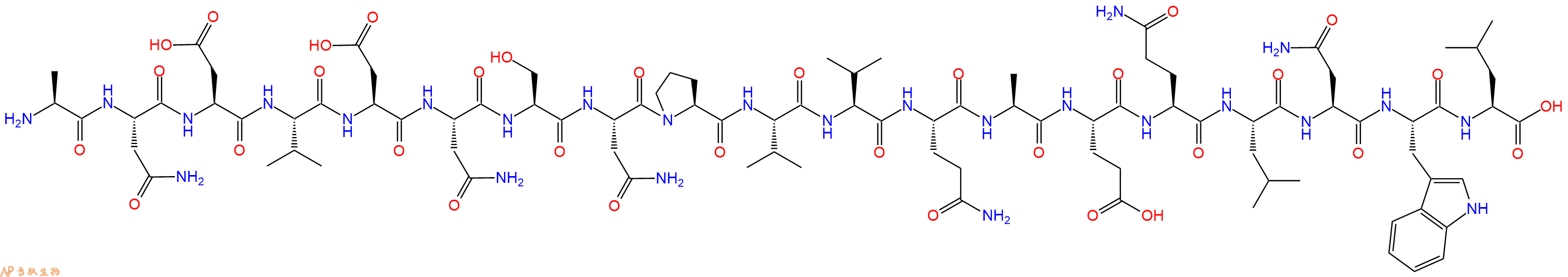 专肽生物产品H2N-Ala-Asn-Asp-Val-Asp-Asn-Ser-Asn-Pro-Val-Val-Gln-Ala-Glu-Gln-Leu-Asn-Trp-Leu-OH