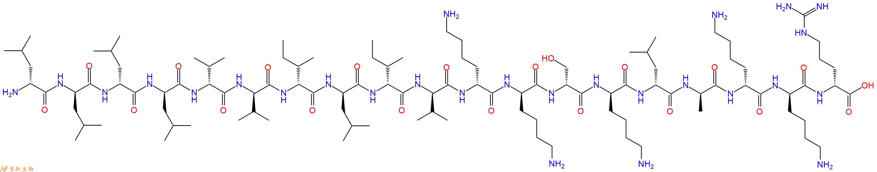 专肽生物产品H2N-DLeu-DLeu-DLeu-DLeu-DVal-DVal-DIle-DLeu-DIle-DVal-DLys-DLys-DSer-DLys-DLeu-DAla-DLys-DLys-DArg-OH