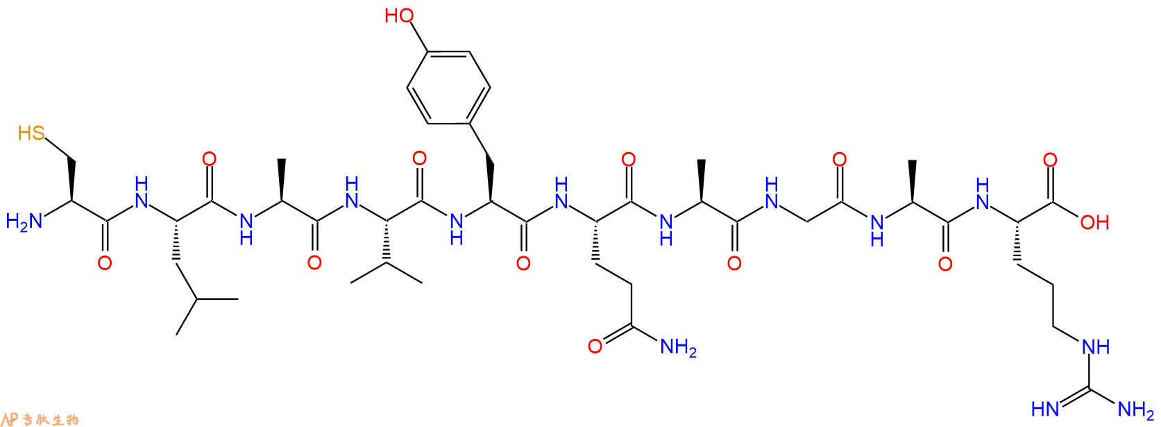 专肽生物产品H2N-Cys-Leu-Ala-Val-Tyr-Gln-Ala-Gly-Ala-Arg-OH