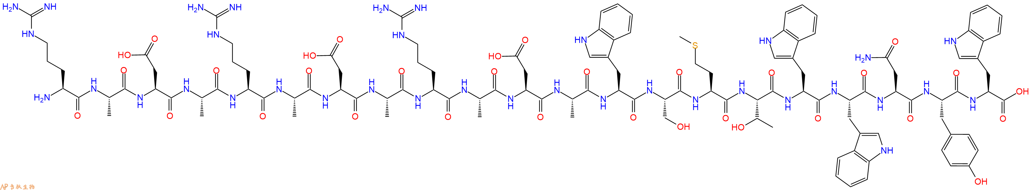 专肽生物产品H2N-Arg-Ala-Asp-Ala-Arg-Ala-Asp-Ala-Arg-Ala-Asp-Ala-Trp-Ser-Met-Thr-Trp-Trp-Asn-Tyr-Trp-OH