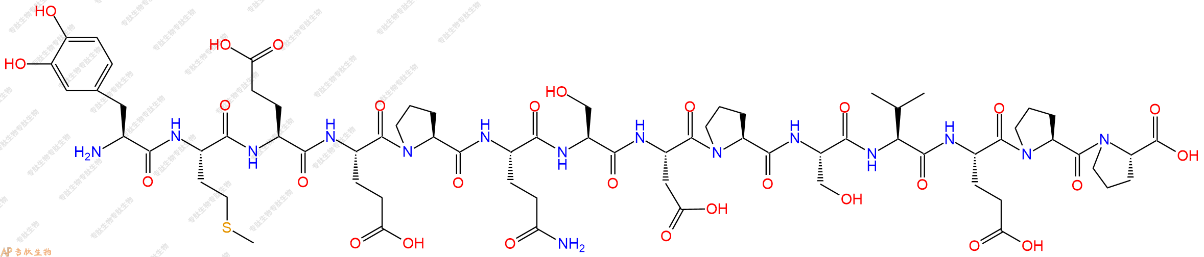 专肽生物产品H2N-DOPA-Met-Glu-Glu-Pro-Gln-Ser-Asp-Pro-Ser-Val-Glu-Pro-Pro-OH