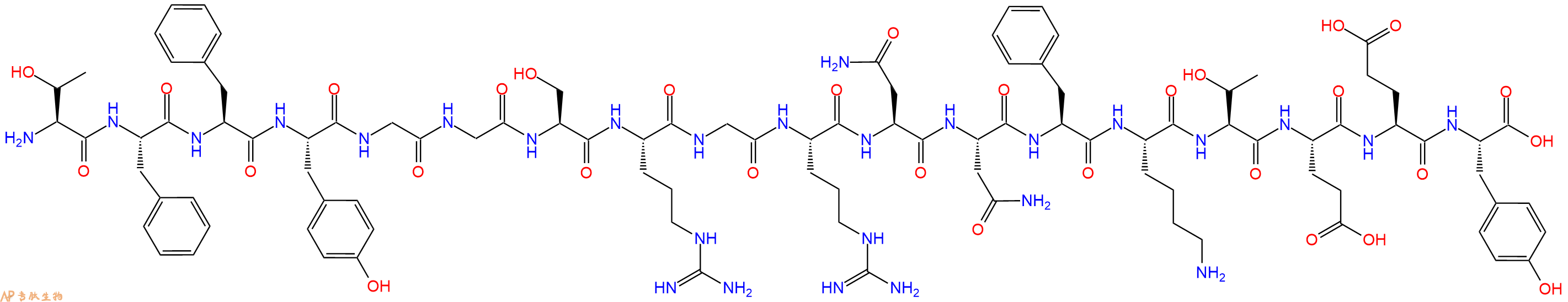 专肽生物产品H2N-Thr-Phe-Phe-Tyr-Gly-Gly-Ser-Arg-Gly-Arg-Asn-Asn-Phe-Lys-Thr-Glu-Glu-Tyr-OH