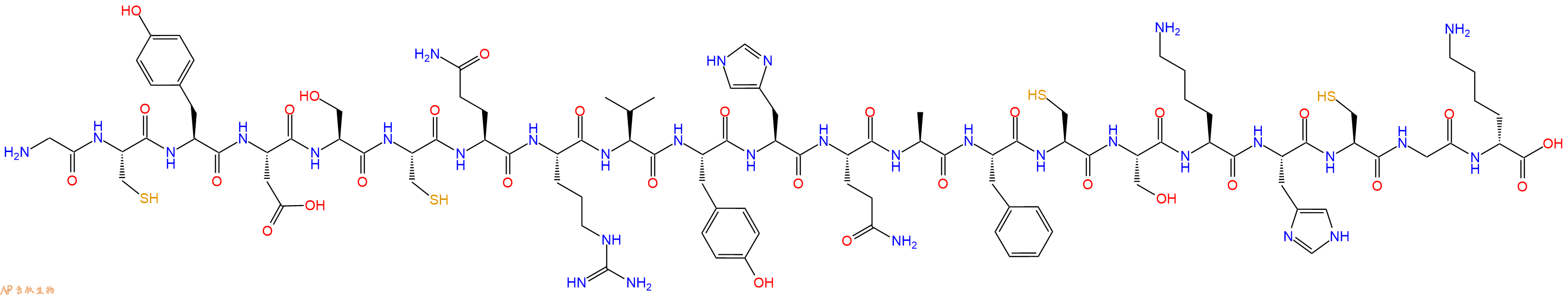 专肽生物产品H2N-Gly-Cys-Tyr-Asp-Ser-Cys-Gln-Arg-Val-Tyr-His-Gln-Ala-Phe-Cys-Ser-Lys-His-Cys-Gly-DLys-OH