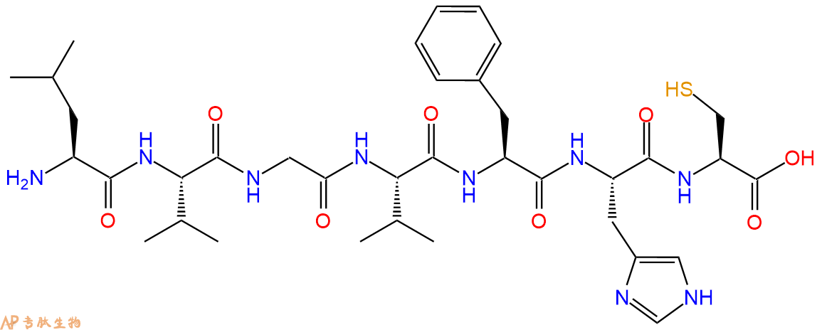 专肽生物产品H2N-Leu-Val-Gly-Val-Phe-His-Cys-OH