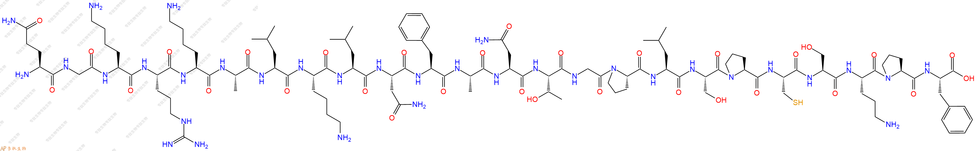 专肽生物产品H2N-Gln-Gly-Lys-Arg-Lys-Ala-Leu-Lys-Leu-Asn-Phe-Ala-Asn-Thr-Gly-Pro-Leu-Ser-Pro-Cys-Ser-Orn-Pro-Phe-OH