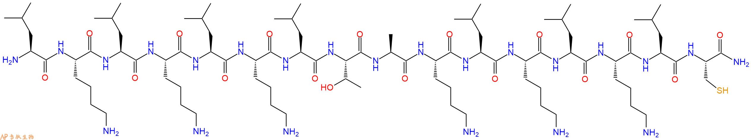 专肽生物产品H2N-Leu-Lys-Leu-Lys-Leu-Lys-Leu-Thr-Ala-Lys-Leu-Lys-Leu-Lys-Leu-Cys-NH2