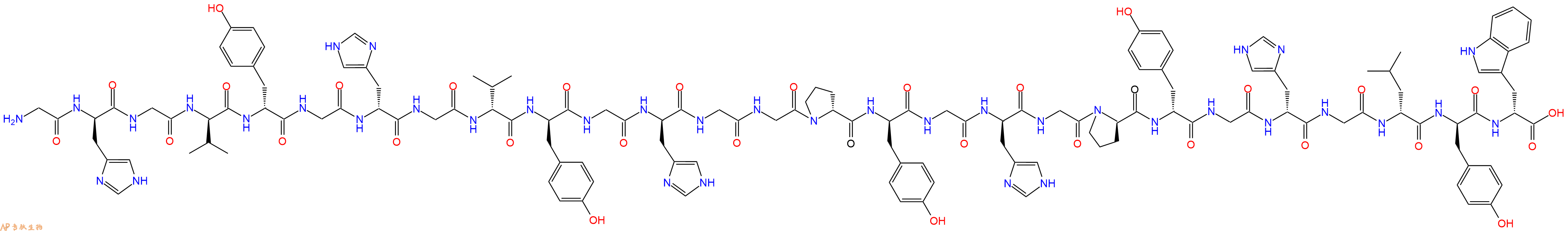 专肽生物产品H2N-Gly-DHis-Gly-DVal-DTyr-Gly-DHis-Gly-DVal-DTyr-Gly-DHis-Gly-Gly-DPro-DTyr-Gly-DHis-Gly-DPro-DTyr-Gly-DHis-Gly-DLeu-DTyr-DTrp-OH