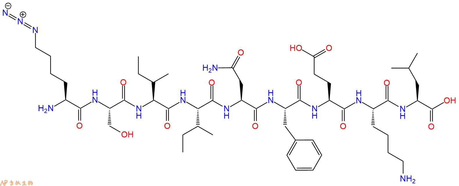 专肽生物产品H2N-Lys(N3)-Ser-Ile-Ile-Asn-Phe-Glu-Lys-Leu-OH