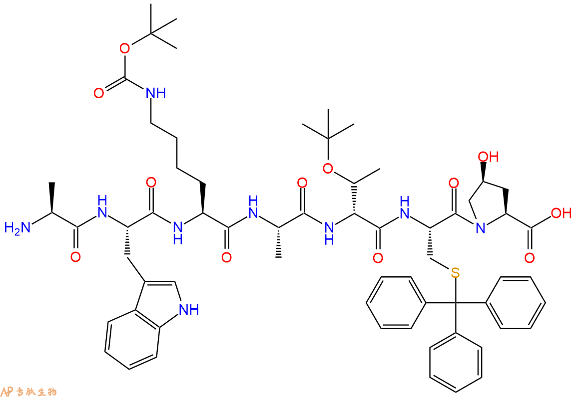 专肽生物产品H2N-Ala-Trp-Lys(Boc)-Ala-DThr(tBu)-Cys(Trt)-Hyp-OH