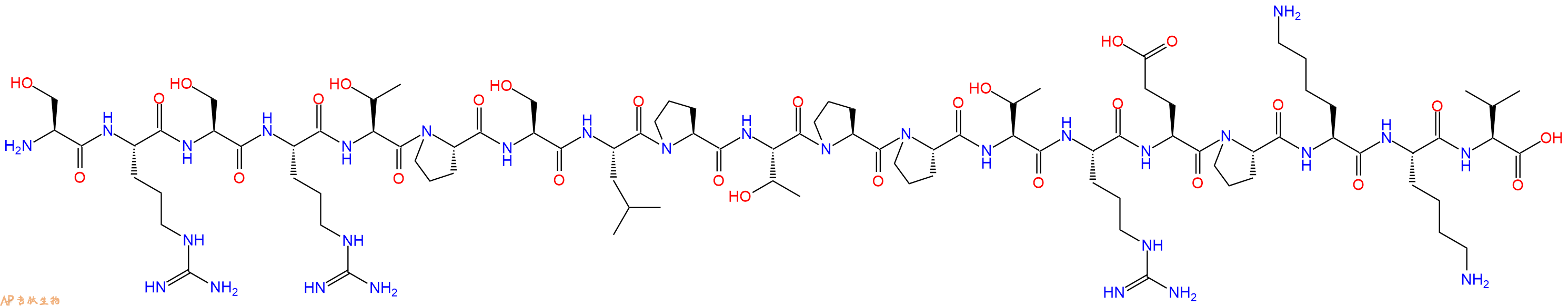 专肽生物产品H2N-Ser-Arg-Ser-Arg-Thr-Pro-Ser-Leu-Pro-Thr-Pro-Pro-Thr-Arg-Glu-Pro-Lys-Lys-Val-OH