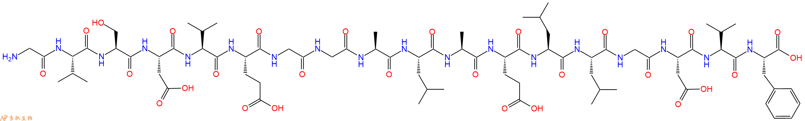 专肽生物产品H2N-Gly-Val-Ser-Asp-Val-Glu-Gly-Gly-Ala-Leu-Ala-Glu-Leu-Leu-Gly-Asp-Val-Phe-OH