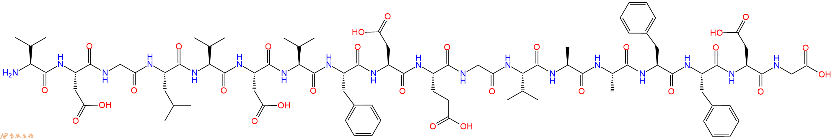 专肽生物产品H2N-Val-Asp-Gly-Leu-Val-Asp-Val-Phe-Asp-Glu-Gly-Val-Ala-Ala-Phe-Phe-Asp-Gly-OH
