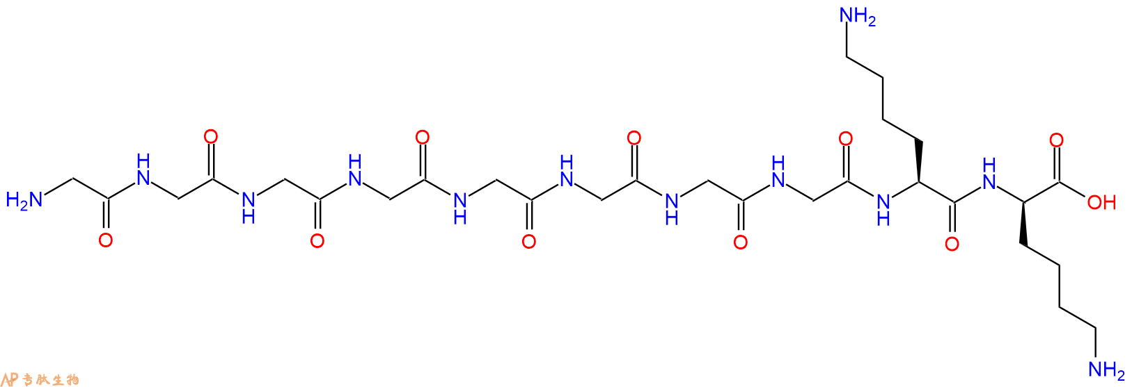 专肽生物产品H2N-Gly-Gly-Gly-Gly-Gly-Gly-Gly-Gly-Lys-DLys-OH