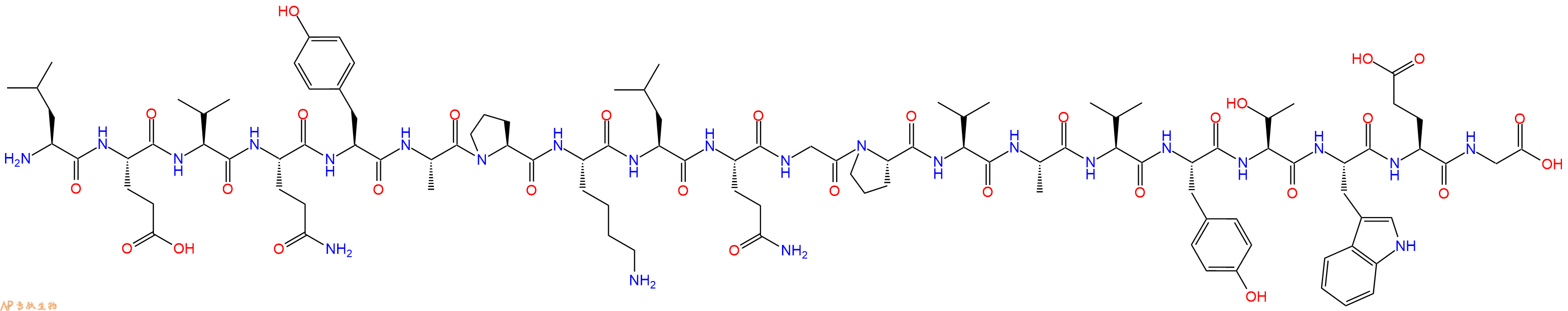 专肽生物产品H2N-Leu-Glu-Val-Gln-Tyr-Ala-Pro-Lys-Leu-Gln-Gly-Pro-Val-Ala-Val-Tyr-Thr-Trp-Glu-Gly-OH