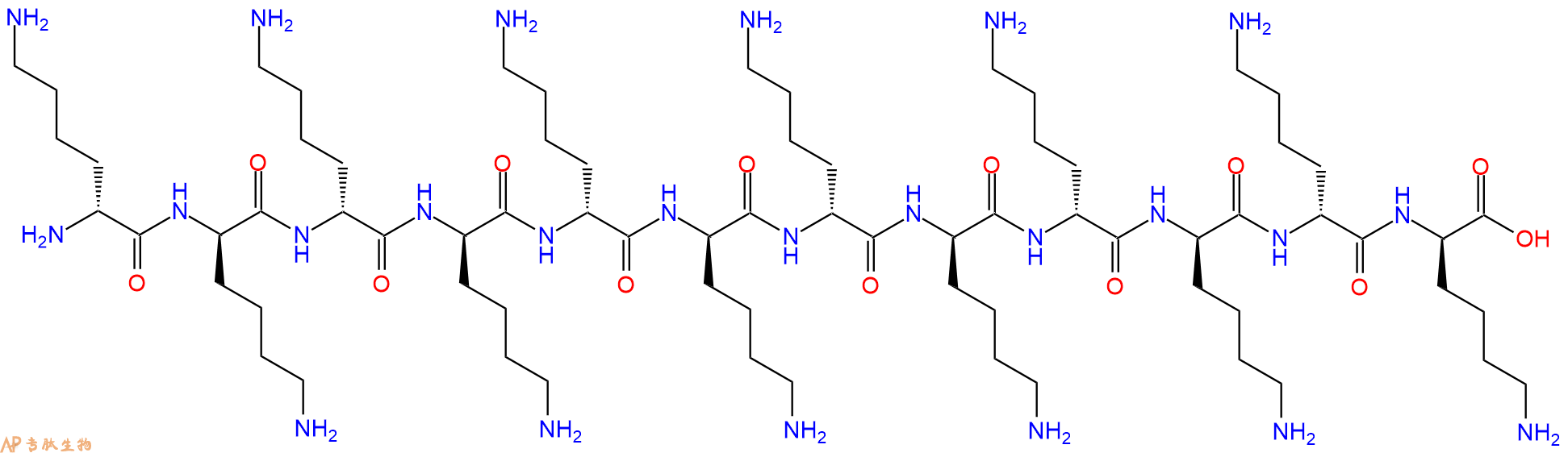 专肽生物产品H2N-DLys-DLys-DLys-DLys-DLys-DLys-DLys-DLys-DLys-DLys-DLys-DLys-OH