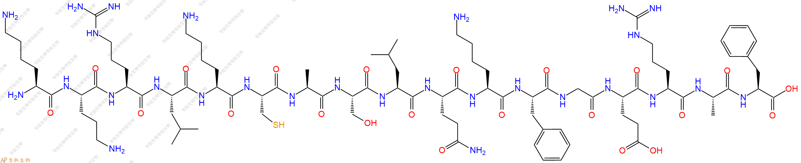 专肽生物产品H2N-Lys-Orn-Arg-Leu-Lys-Cys-Ala-Ser-Leu-Gln-Lys-Phe-Gly-Glu-Arg-Ala-Phe-OH