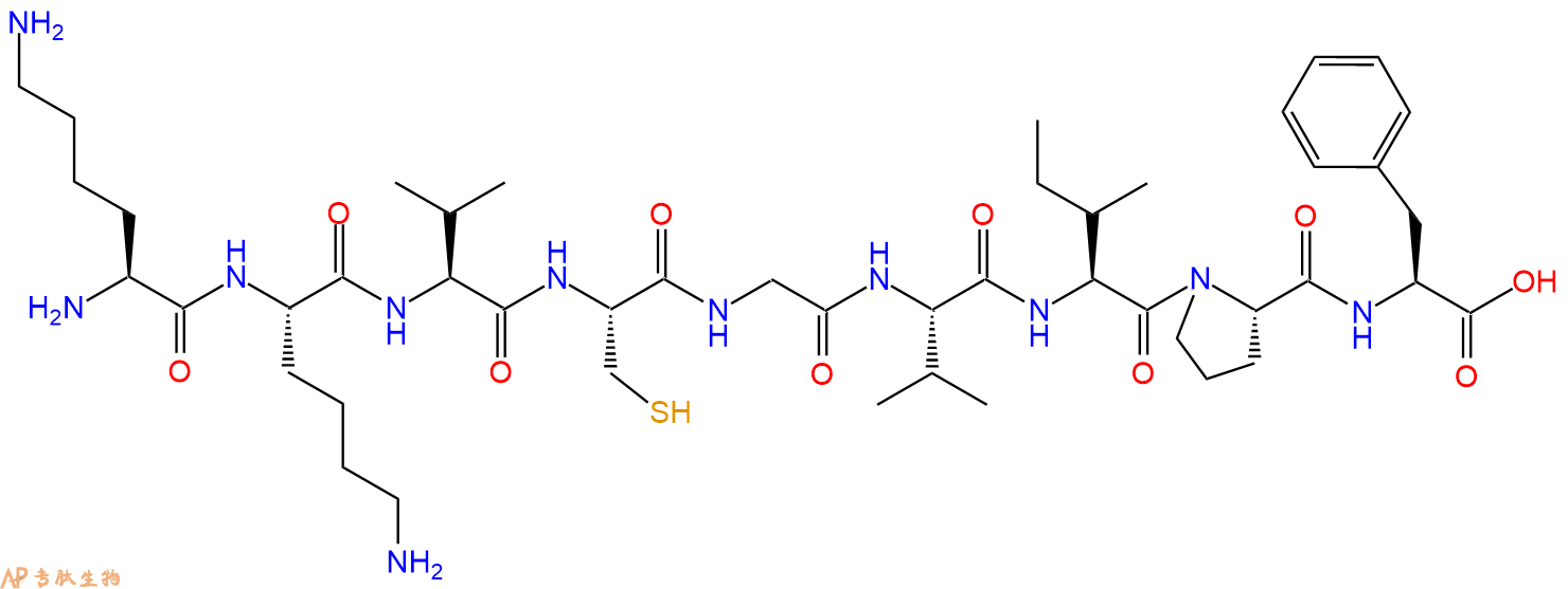 专肽生物产品H2N-Lys-Lys-Val-Cys-Gly-Val-Ile-Pro-Phe-OH