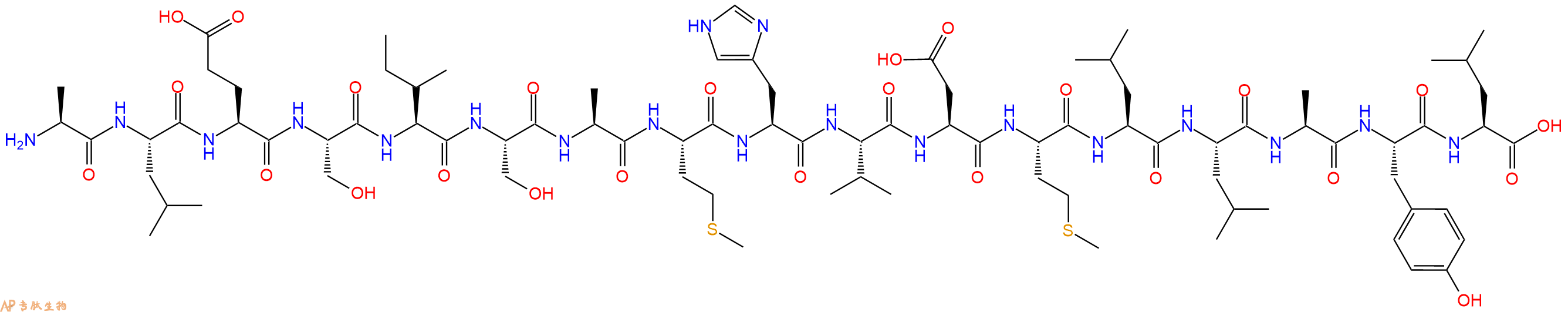 专肽生物产品H2N-Ala-Leu-Glu-Ser-Ile-Ser-Ala-Met-His-Val-Asp-Met-Leu-Leu-Ala-Tyr-Leu-OH