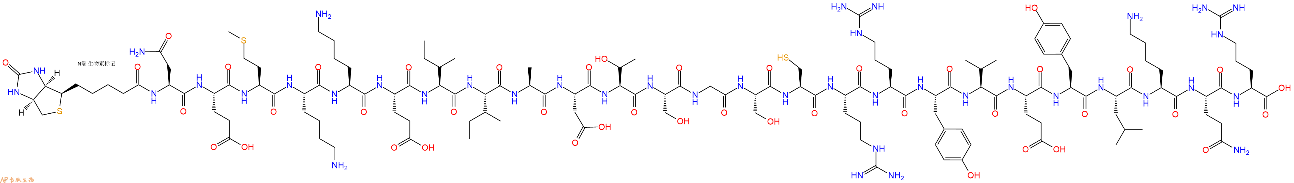 专肽生物产品Biotinyl-Asn-Glu-Met-Lys-Lys-Glu-Ile-Ile-Ala-Asp-Thr-Ser-Gly-Ser-Cys-Arg-Arg-Tyr-Val-Glu-Tyr-Leu-Lys-Gln-Arg-OH